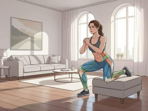 A person doing bodyweight exercises at home for muscle hypertrophy.