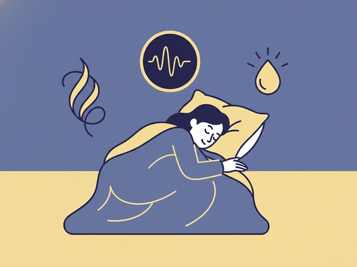 Flat vector illustration of sleep and stress management for optimal bone remodeling and health.