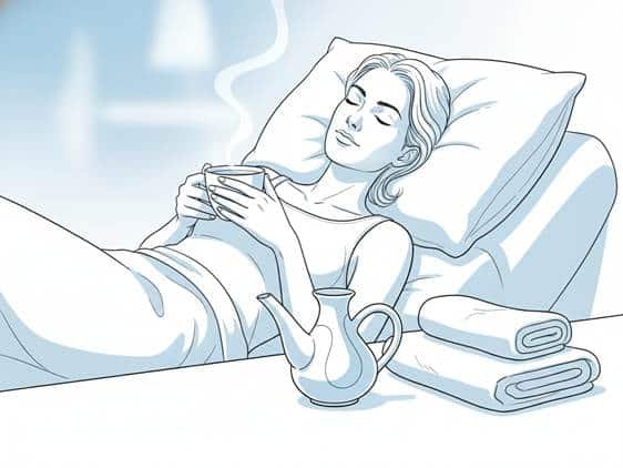 illustration of sinus home remedies including nasal irrigation, hydration, and head elevation.